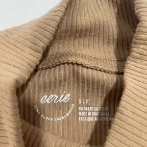 Tan, Mock Turtle Neck Bodysuit